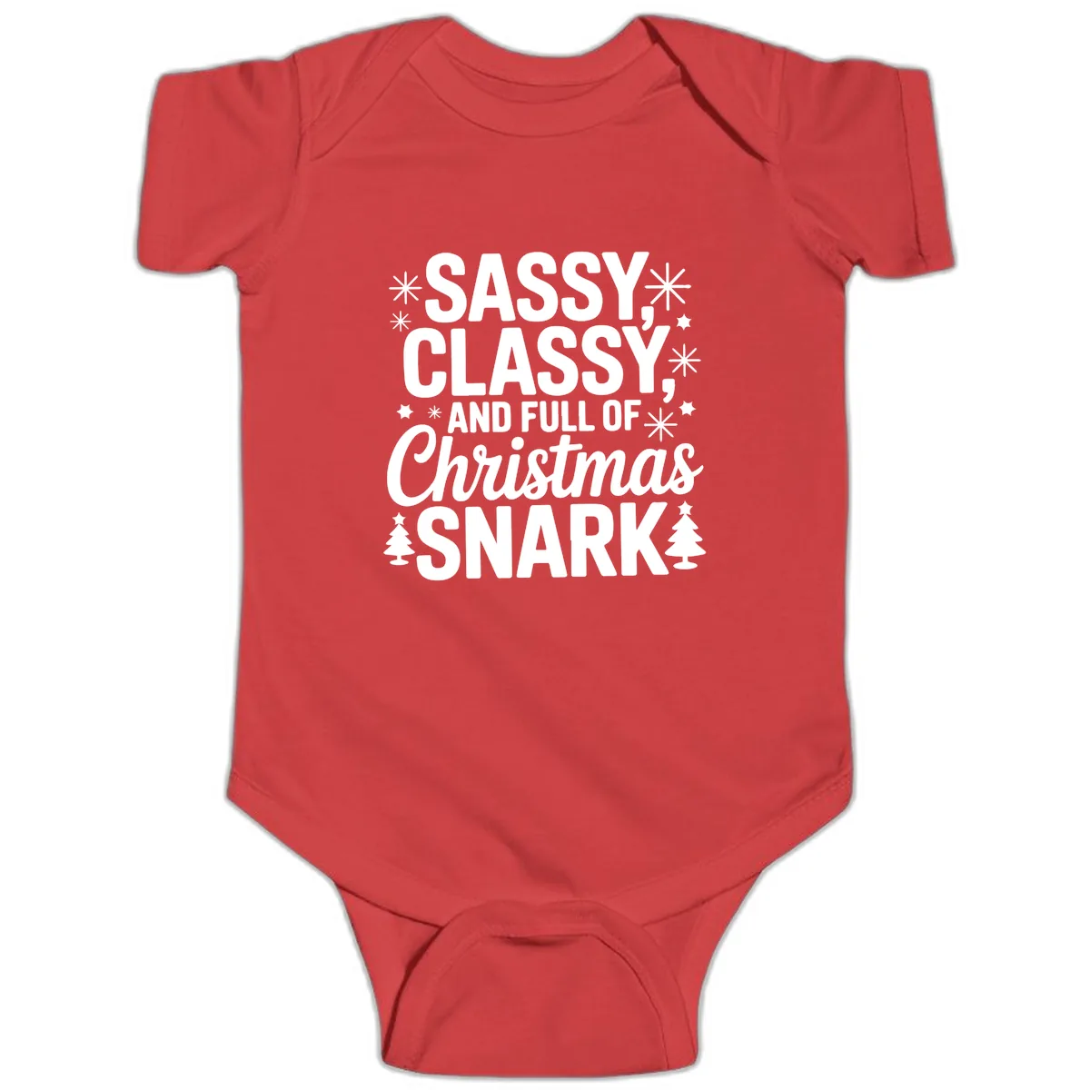 Sassy Classy Christmas Snark Baby Onesie in Red